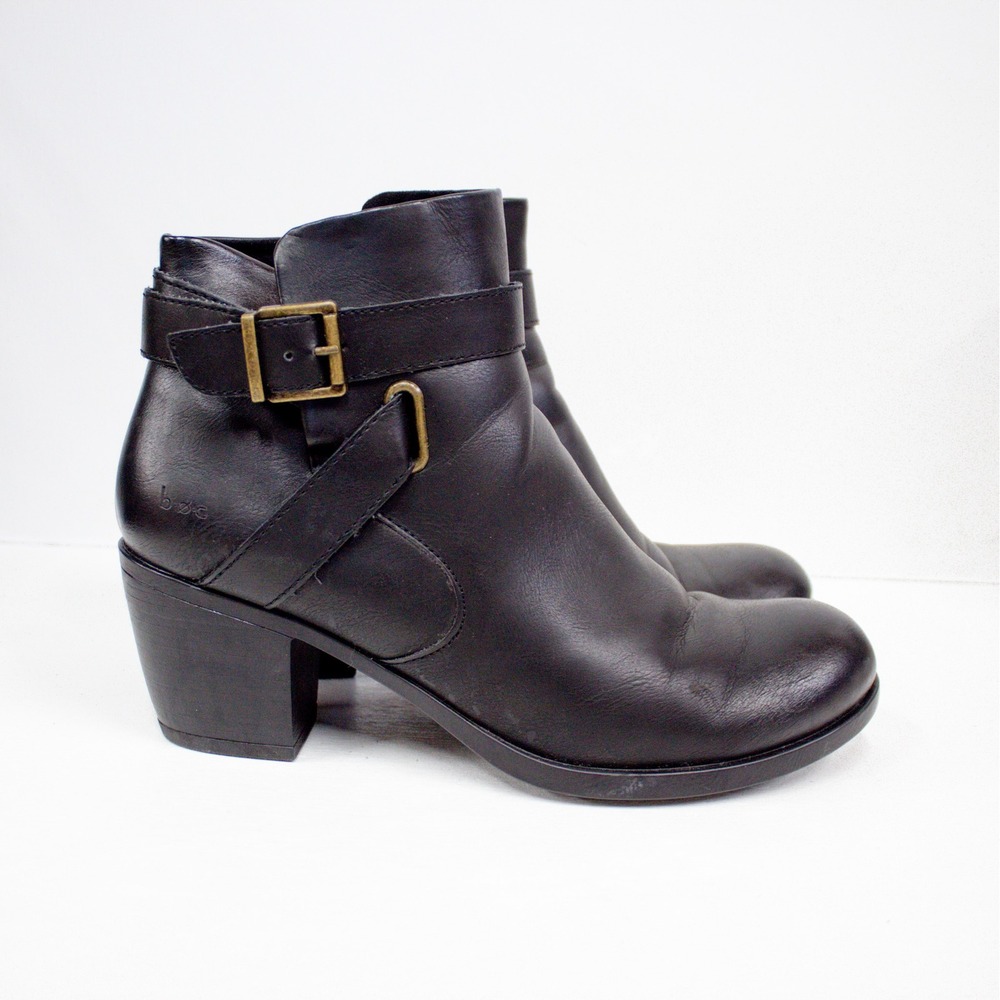 b.o.c. Ankle Boots Black Side Zip Buckle Classic Capsule Goth Biker